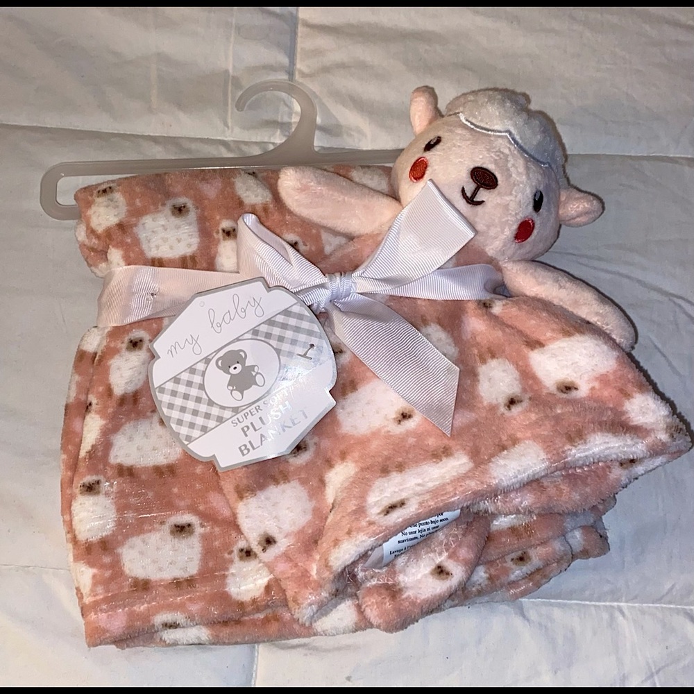 Pink sheep baby blanket
